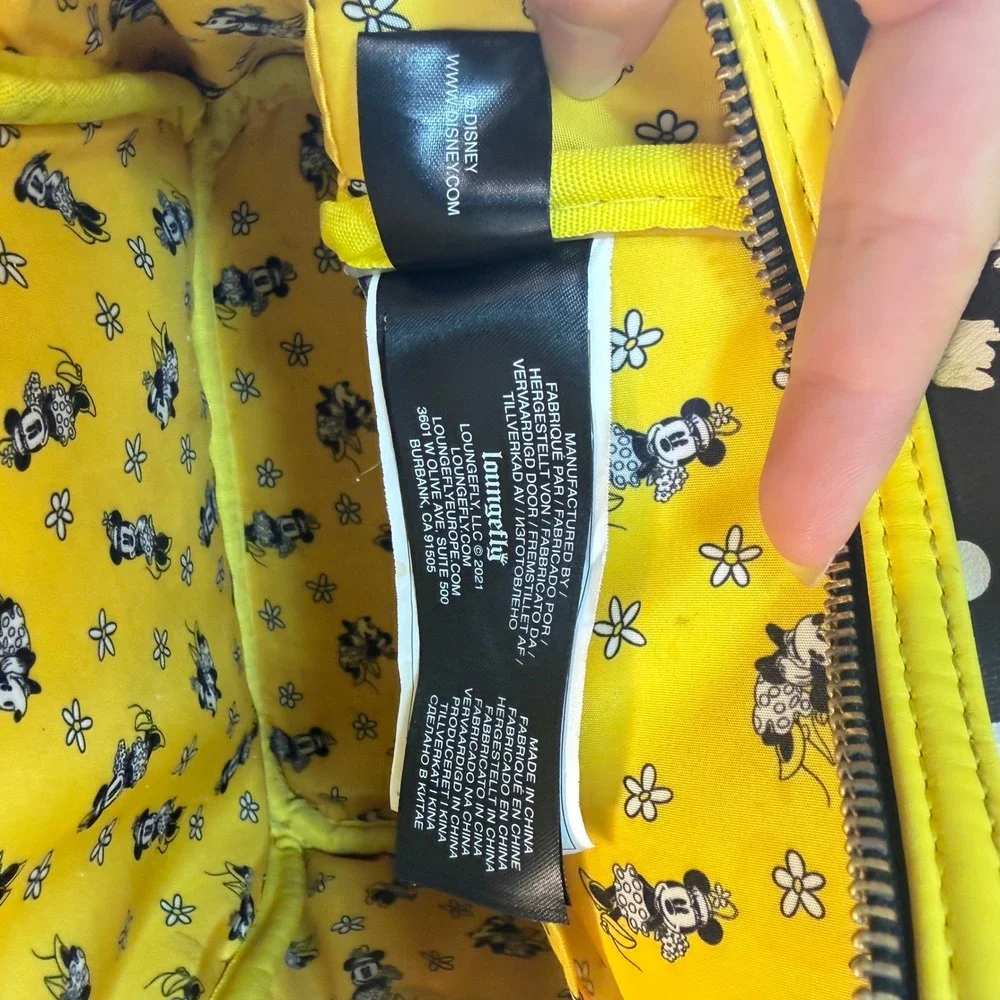 Loungefly Mini Backpack Disney Minnie Mouse Daisy Floral Black Yellow Bow READ
